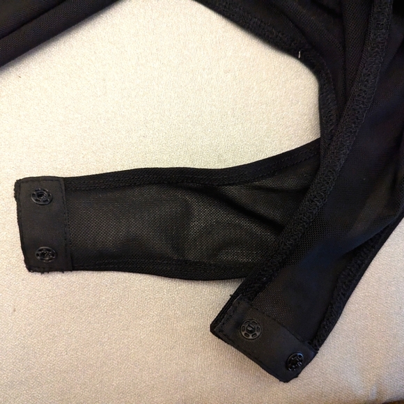 NEW Shinestar Black mesh bodysuit mock turtleneck size large - Picture 7 of 11